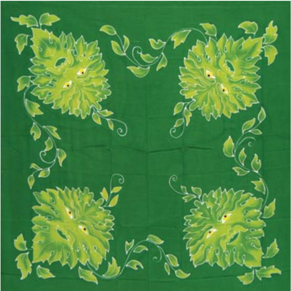 Guardian Nature Renewal GreenMan Altar Cloth 36" Tarot Runes Batik Rayon NEW - Picture 1 of 1